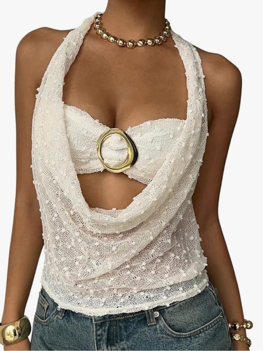 Halter Tank Going Out Top, white. Never worn.